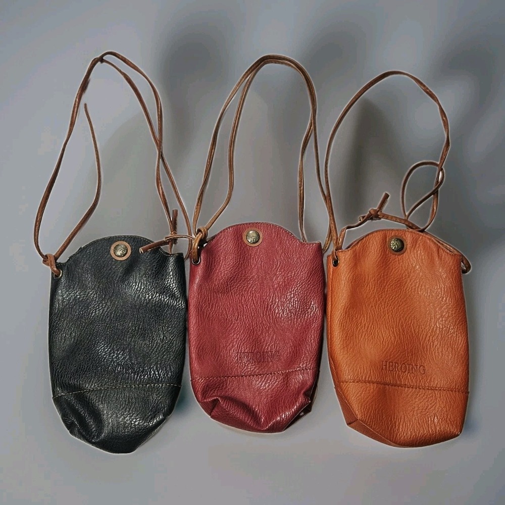 HEROING (3) Pebbled Faux Leather Crossbody Phone Pouch Bag Purse.